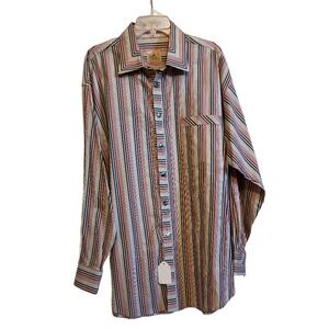 Men's Multicolor Striped Stubbs High End Western Mulitcolor SZ XL Shirt With Met